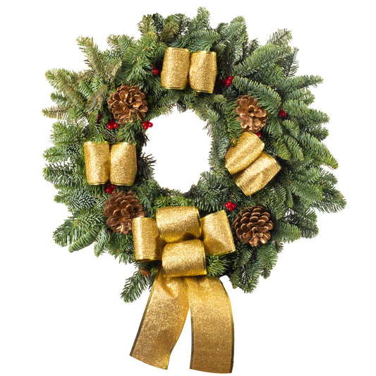 Luxury Natural Noble Christmas Wreath (Gold)