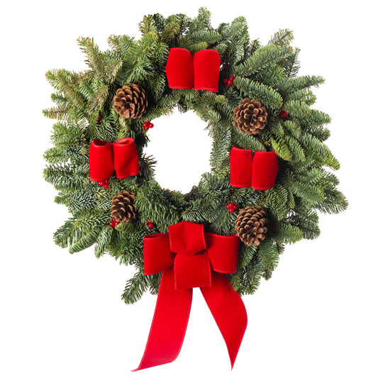 Luxury Natural Noble Christmas Wreath (Red)