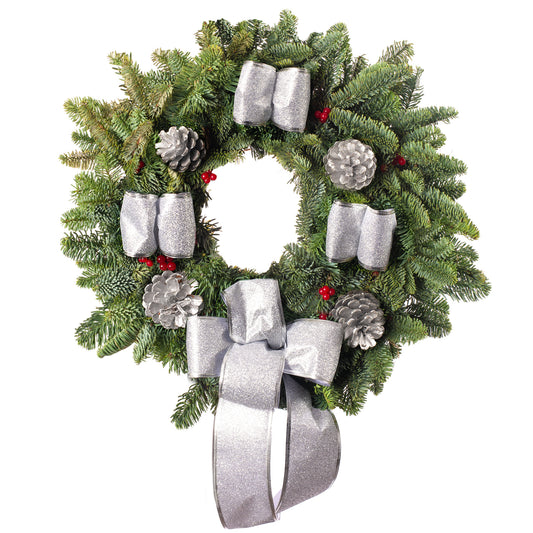 Luxury Natural Noble Christmas Wreath (Silver)