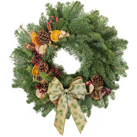 Luxury Natural Christmas Wreath (Spiced Crescent, 12")