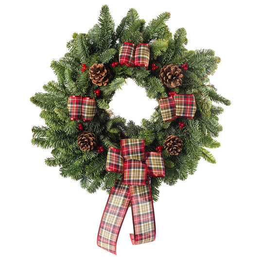 Luxury Natural Noble Christmas Wreath (Tartan)