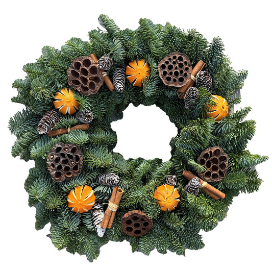 Luxury Natural Christmas Wreath (Cinnamon Spice, 14")