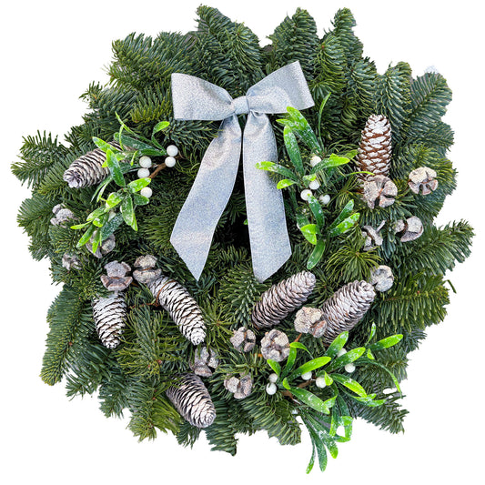 Luxury Natural Christmas Wreath (Mistletoe Kisses, 10")