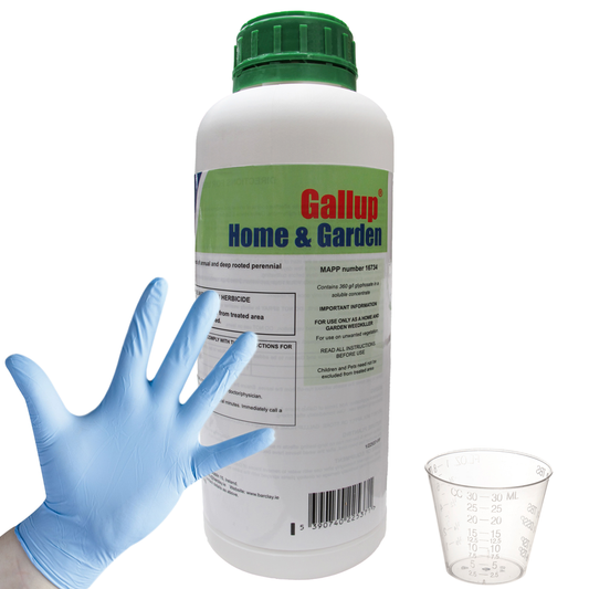 Gallup Home & Garden Glyphosate Weed Killer 1L + Cup & Gloves